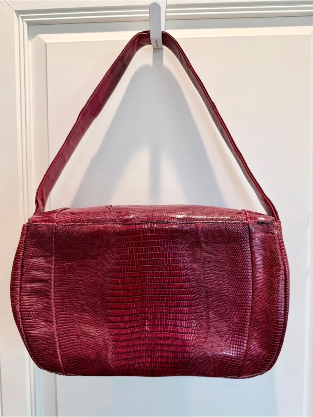 Vintage Red lizard leather Shoulder Bag - Women's Handbag - Picture 2 of 4